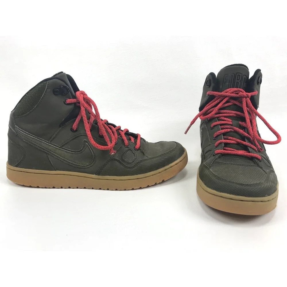 NIKE Son of Force Mid Men's Size 8 807242 330 Dark Loden Green Gum Leather Shoes